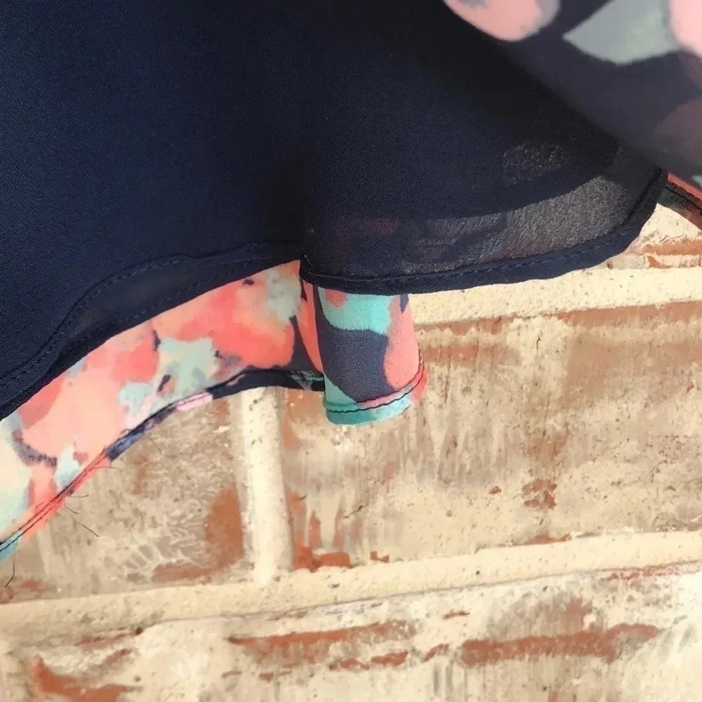Lauren‎ Conrad Navy Floral Mini Skirt